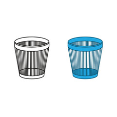 wastebasket logo icon illustration colorful and outline