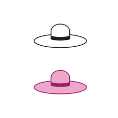 beach hat logo icon illustration colorful and outline