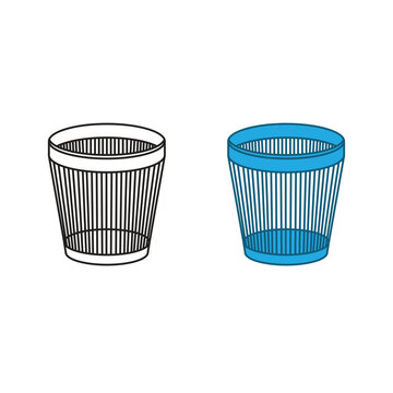 wastebasket logo icon illustration colorful and outline
