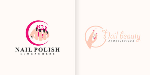 Beauty nail salon logo illustration collection