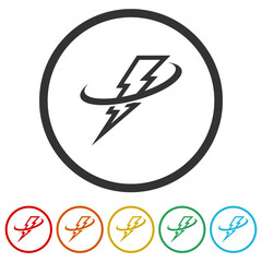 Lightning bolt logo icons in color circle buttons