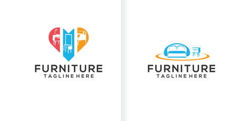 Furniture and interior design logo concept collection