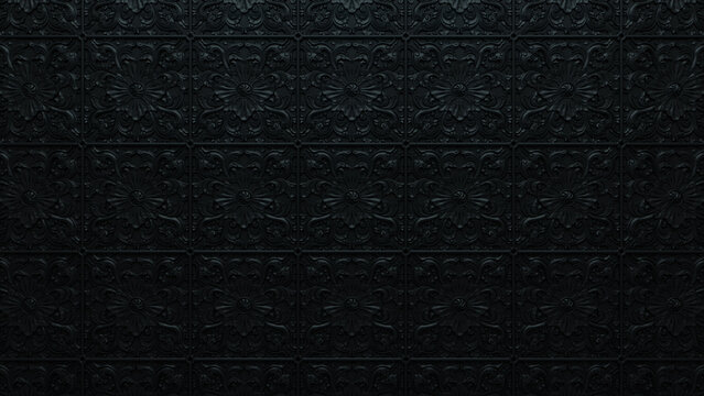 Black Ornamental Pattern Background.