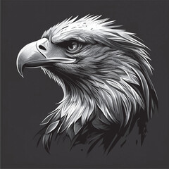 black and white eagle head vector Illustration