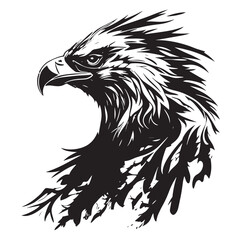 black and white eagle head vector Illustration