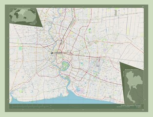 Bangkok Metropolis, Thailand. OSM. Labelled points of cities