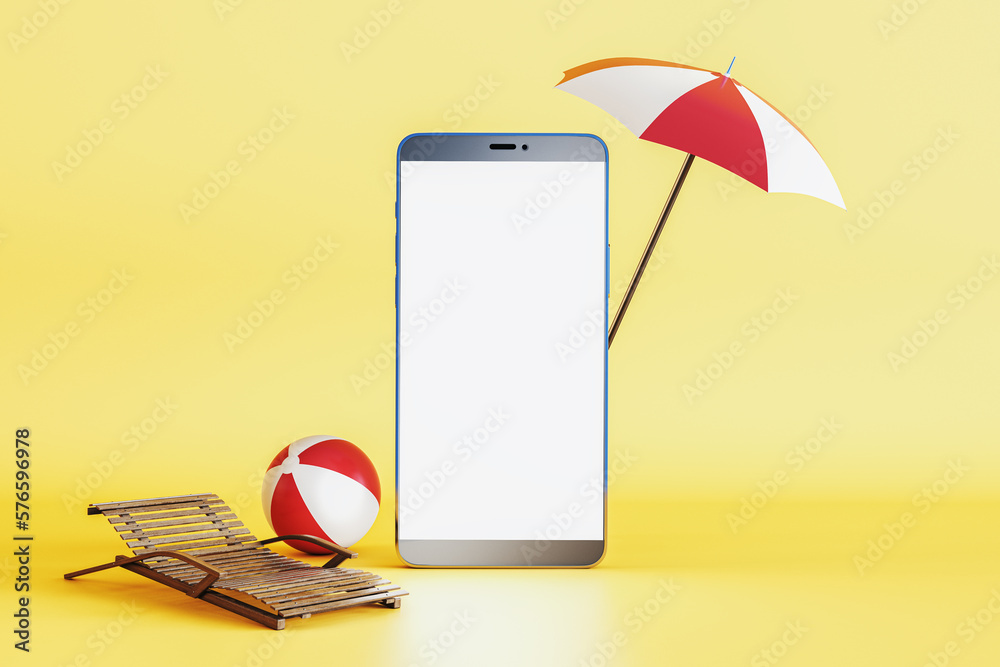 Aufkleber mobile booking, online tickets purchase concept with modern smartphone blank screen with space for a