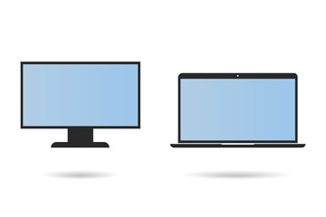 Laptop and monitor icon. Digital device set vector ilustration.