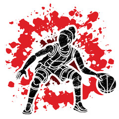 Obraz premium Basketball Action Female Player Cartoon Sport Graphic Vector