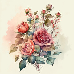 Roses - Vintage Watercolor - by Generative AI