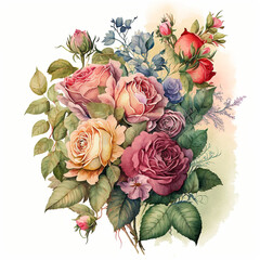 Roses - Vintage Watercolor - by Generative AI