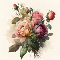 Roses - Vintage Watercolor - by Generative AI