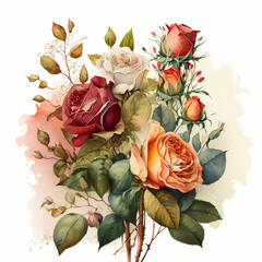 Roses - Vintage Watercolor - by Generative AI