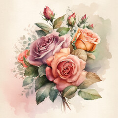 Roses - Vintage Watercolor - by Generative AI