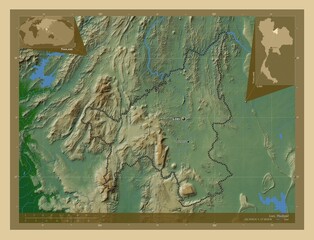 Loei, Thailand. Physical. Labelled points of cities