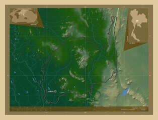 Lop Buri, Thailand. Physical. Labelled points of cities