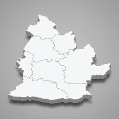 3d isometric map of Nitra Region is a province of Slovakia