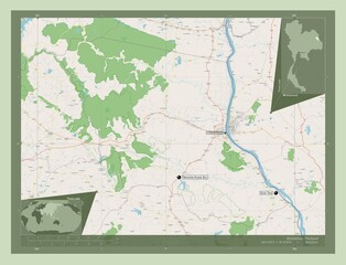 Mukdahan, Thailand. OSM. Labelled points of cities