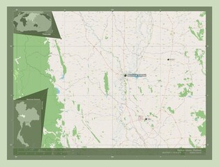 Nakhon Sawan, Thailand. OSM. Labelled points of cities