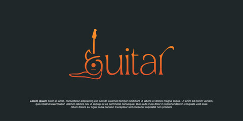 Acoustic guitar music minimalist logo design collection