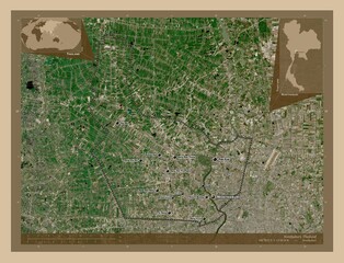 Nonthaburi, Thailand. Low-res satellite. Labelled points of cities