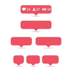 Set of Interface buttons web design shadow, social media icon symbol, vector illustration