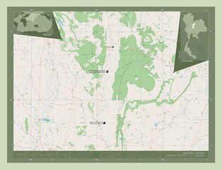 Phetchabun, Thailand. OSM. Labelled points of cities