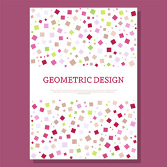 Geometric design of colored squares. Layout for the design of the cover, banner, poster, postcard and corporate design. The idea of interior and decorative creativity