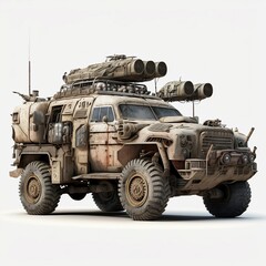 Fototapeta premium military truck isolated on white background