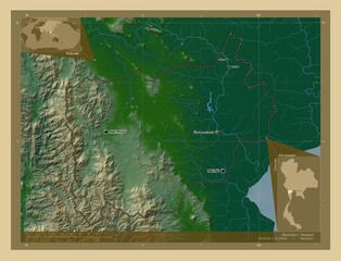 Ratchaburi, Thailand. Physical. Labelled points of cities