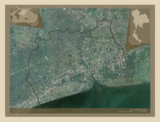 Samut Sakhon, Thailand. High-res satellite. Labelled points of cities