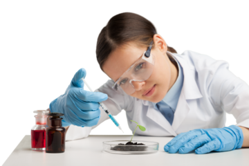 Biotechnology concept with scientist working in lab