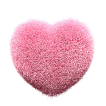 pink heart Fur 3D element render, Typography fluffy style