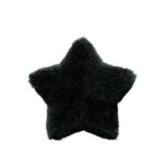 black Star Fur 3D element render, Typography fluffy style