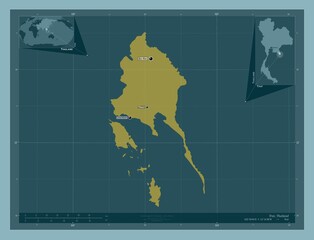 Trat, Thailand. Solid. Labelled points of cities