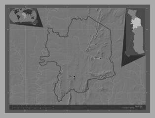 Kara, Togo. Bilevel. Labelled points of cities