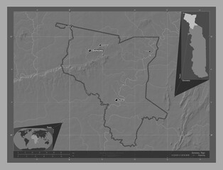 Savanes, Togo. Bilevel. Labelled points of cities