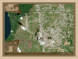 Chaguanas, Trinidad and Tobago. Low-res satellite. Labelled points of cities