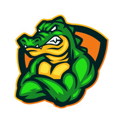 Green Crocodile Gaming Mascot