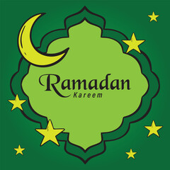 Vector islamic greetings ramadan kareem yellow green background card design 