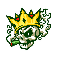 Smoking Skull with Crown Mascot