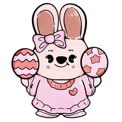 easter rabbit card elements hand drawn gnomes