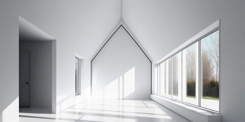 A minimalist white room with large windows and natural light Generative AI