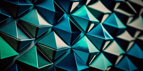 An abstract geometric pattern in shades of blue and green Generative AI
