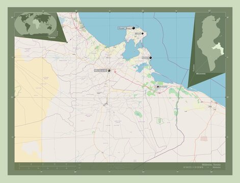 Medenine, Tunisia. OSM. Labelled points of cities