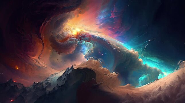 Beautiful Celestial Nebular, watercolor, fantasy, magical, generative AI