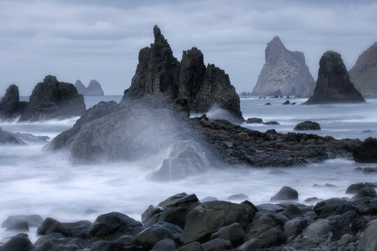 The Rocky Coast Of Taganana With The Formations Of Los Roques De Anaga In The Northeast Coast Of Tenerife