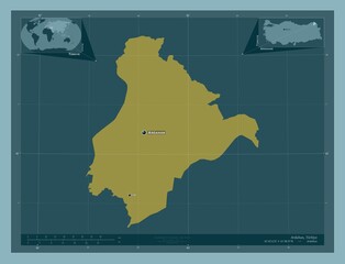 Ardahan, Turkiye. Solid. Labelled points of cities