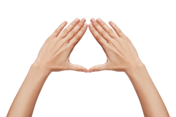 Female hands forming a triangle, symbol of women, feminist struggle. Conceptual feminism, female ...