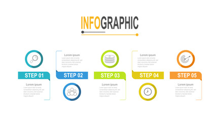 Infographic timeline template 5 steps business data illustration